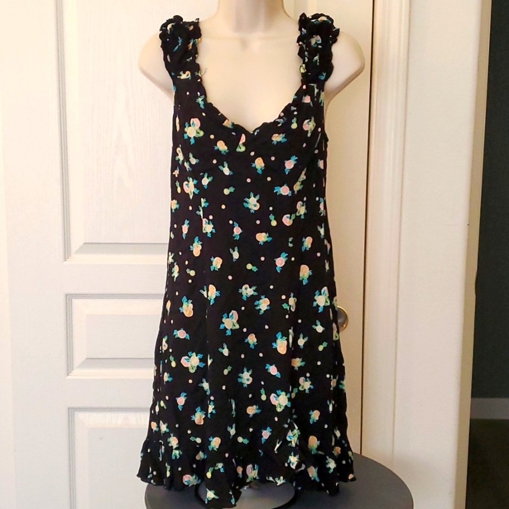 Free People Floral Sweetheart-Neck Mini Dress